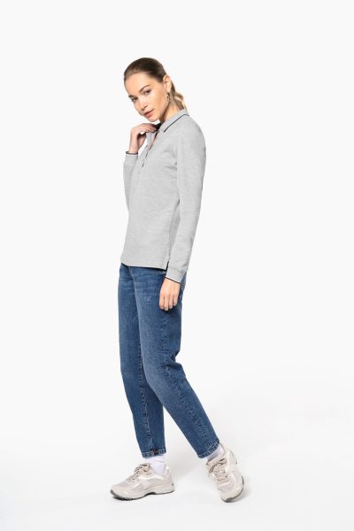 Polo maille piquée manches longues femme – Image 7
