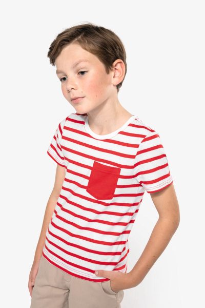 T-shirt rayé marin avec poche manches courtes enfant – Image 3