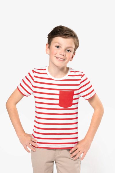 T-shirt rayé marin avec poche manches courtes enfant – Image 13
