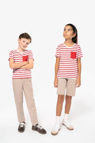 T-shirt rayé marin avec poche manches courtes enfant – Image 10