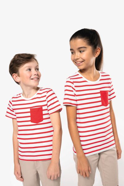 T-shirt rayé marin avec poche manches courtes enfant – Image 9
