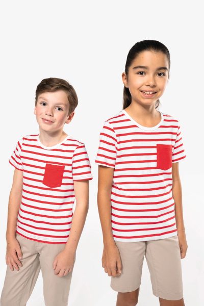 T-shirt rayé marin avec poche manches courtes enfant – Image 12