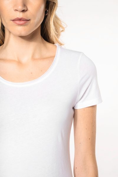T-shirt Bio col à bords francs manches courtes femme – Image 3