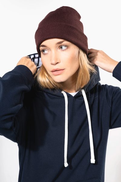 Sweat-shirt à capuche contrastée à motifs unisexe – Image 9