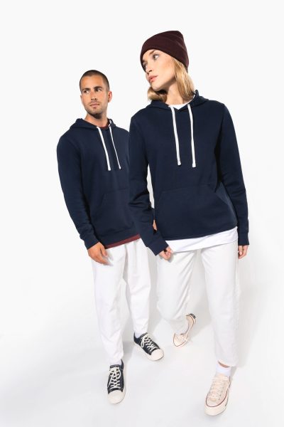 Sweat-shirt à capuche contrastée à motifs unisexe – Image 7