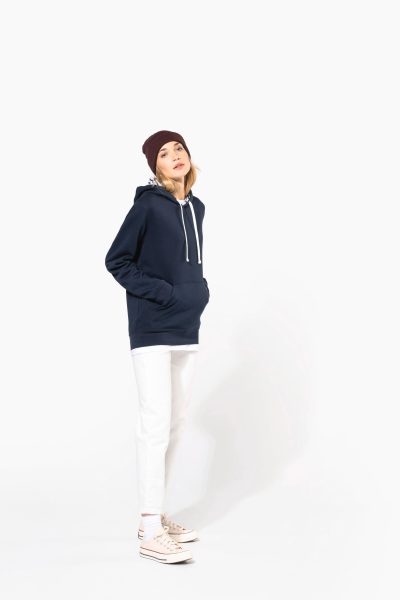 Sweat-shirt à capuche contrastée à motifs unisexe – Image 8