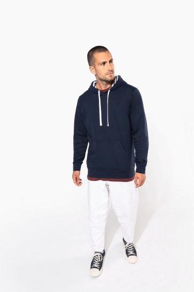 Sweat-shirt à capuche contrastée à motifs unisexe – Image 6