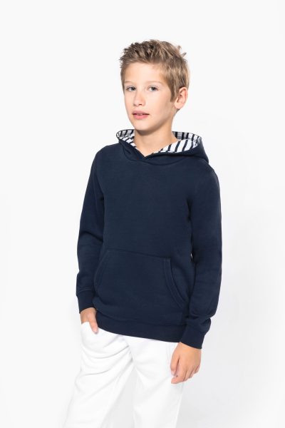 Sweat-shirt à capuche contrastée à motifs enfant unisexe – Image 4