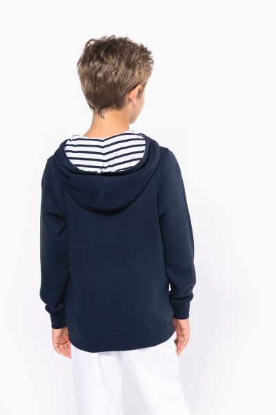 Sweat-shirt à capuche contrastée à motifs enfant unisexe – Image 3