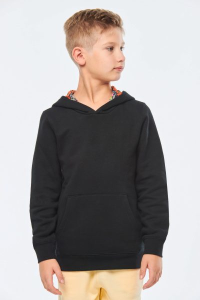 Sweat-shirt à capuche contrastée à motifs enfant unisexe – Image 12