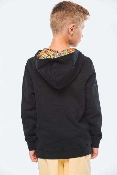 Sweat-shirt à capuche contrastée à motifs enfant unisexe – Image 11