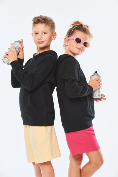 Sweat-shirt à capuche contrastée à motifs enfant unisexe – Image 17