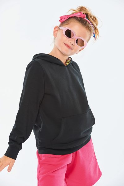 Sweat-shirt à capuche contrastée à motifs enfant unisexe – Image 14