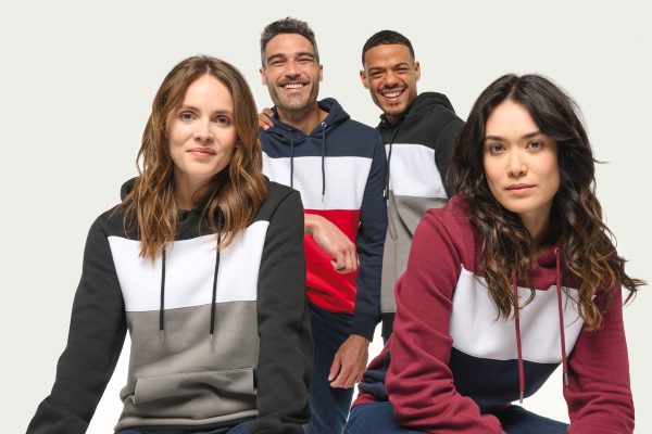 Sweat-shirt tricolore à capuche unisexe – Image 10