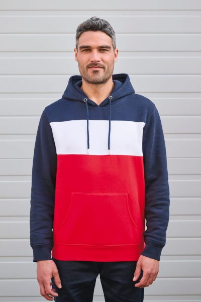 Sweat-shirt tricolore à capuche unisexe – Image 2