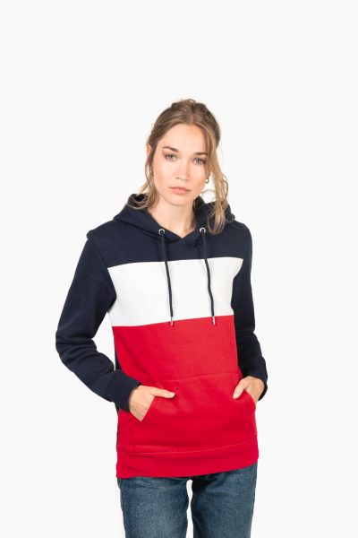 Sweat-shirt tricolore à capuche unisexe – Image 5
