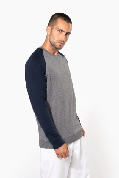 Sweat-shirt French Terry Bio bicolore col rond manches raglan homme – Image 8