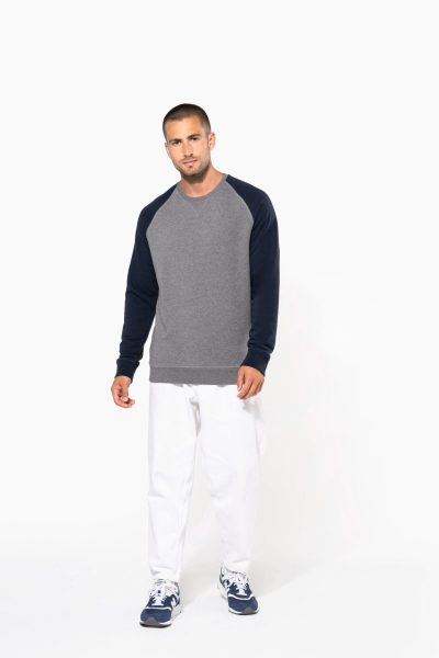 Sweat-shirt French Terry Bio bicolore col rond manches raglan homme – Image 9