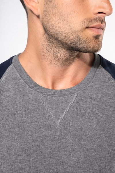 Sweat-shirt French Terry Bio bicolore col rond manches raglan homme – Image 3
