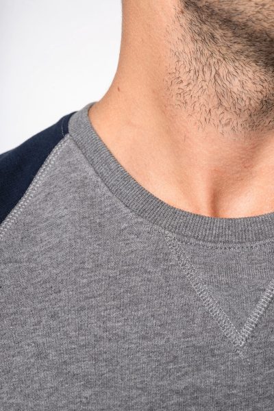 Sweat-shirt French Terry Bio bicolore col rond manches raglan homme – Image 4