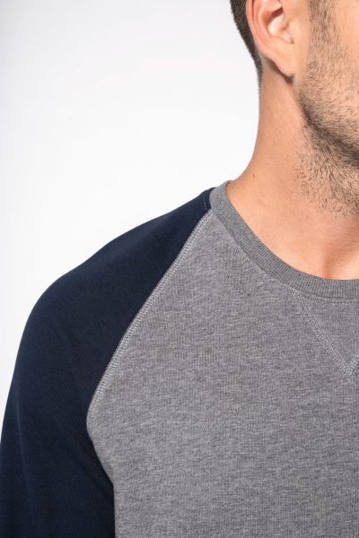 Sweat-shirt French Terry Bio bicolore col rond manches raglan homme – Image 5