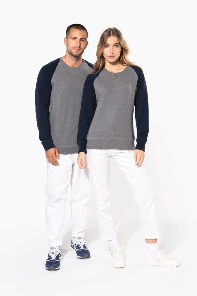 Sweat-shirt French Terry Bio bicolore col rond manches raglan homme – Image 12
