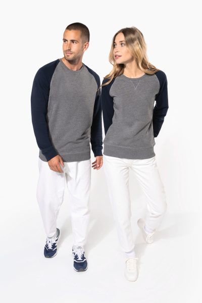Sweat-shirt French Terry Bio bicolore col rond manches raglan homme – Image 13