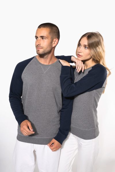 Sweat-shirt French Terry Bio bicolore col rond manches raglan homme – Image 11