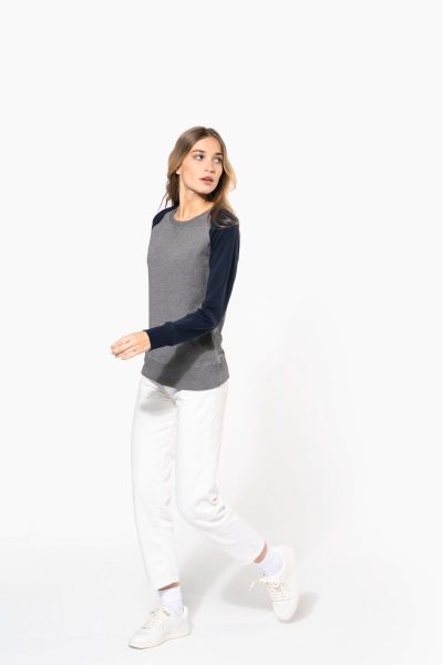 Sweat-shirt French Terry Bio bicolore col rond manches raglan femme – Image 10