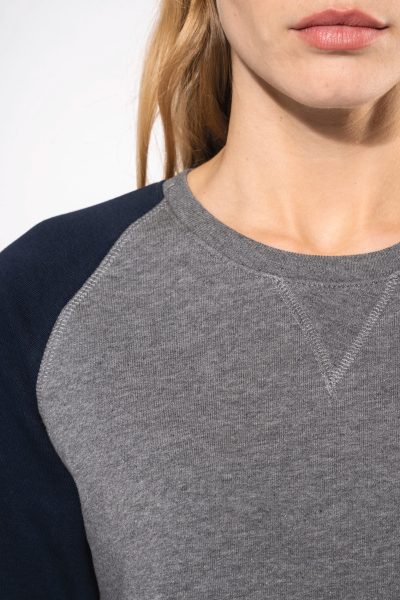 Sweat-shirt French Terry Bio bicolore col rond manches raglan femme – Image 3