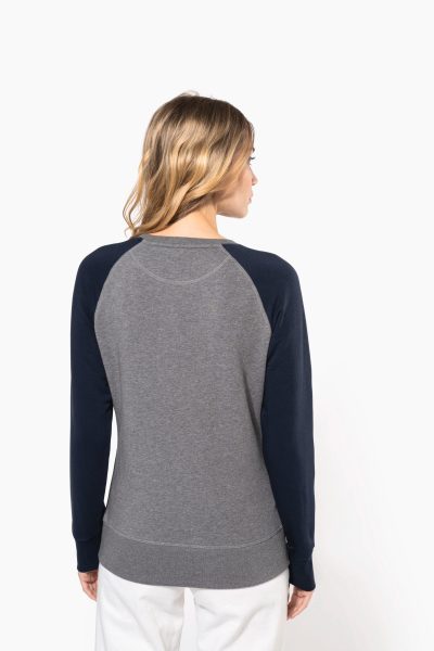 Sweat-shirt French Terry Bio bicolore col rond manches raglan femme – Image 2
