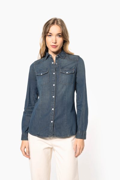 Chemise denim manches longues femme