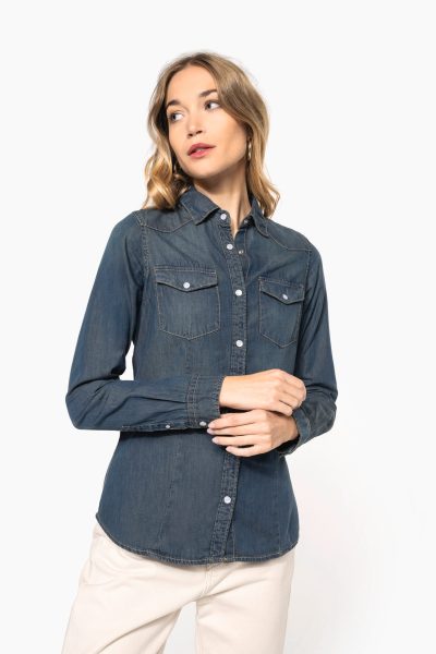 Chemise denim manches longues femme – Image 9