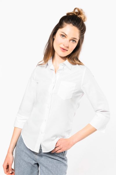 Chemise popeline polycoton manches 3/4 entretien facile femme – Image 3