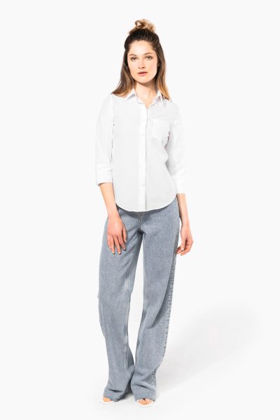 Chemise popeline polycoton manches 3/4 entretien facile femme – Image 4