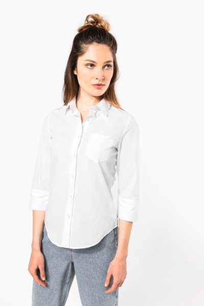 Chemise popeline polycoton manches 3/4 entretien facile femme