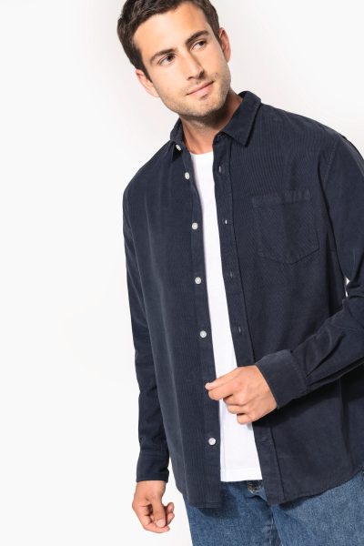 Chemise manches longues en velours homme