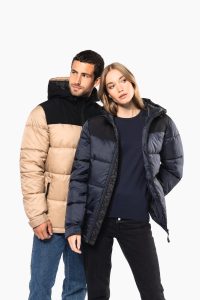 Parka matelassée à capuche bi-ton unisexe
