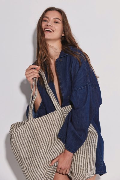 Sac shopping à rayures en juco – Image 6