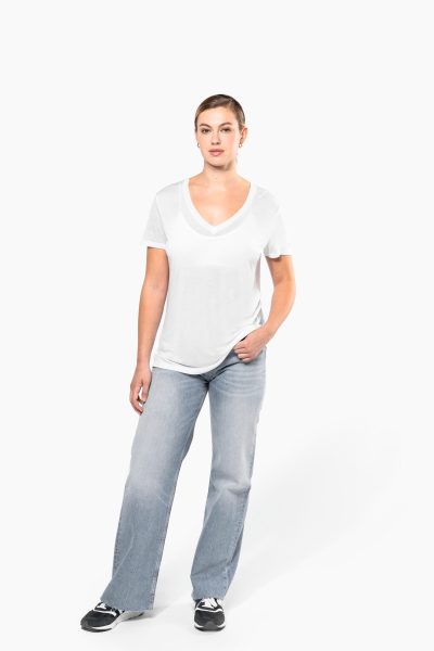 T-shirt Lyocell TENCEL™ col V manches courtes femme – Image 4