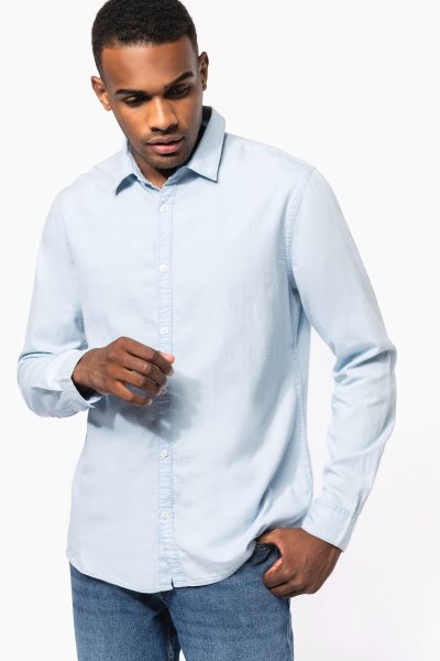 Chemise écoresponsable délavée coton twill homme – Image 3