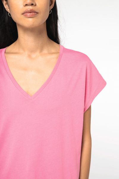 T-shirt écoresponsable loose à col V femme – Image 5