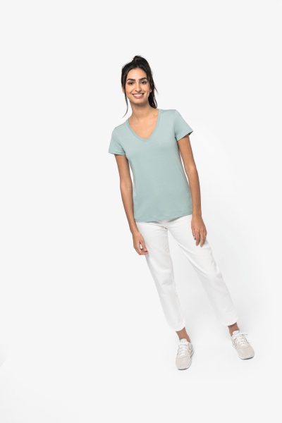 T-shirt écoresponsable col V femme – Image 2