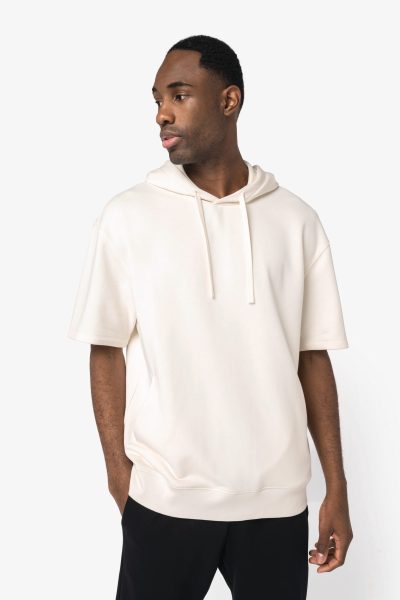 Sweat-shirt écoresponsable à capuche à épaules tombantes manches courtes French Terry unisexe – Image 3