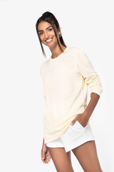 Sweat-shirt écoresponsable à col rond délavé French Terry unisexe – Image 3