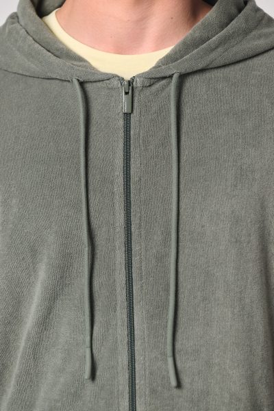 Sweat-shirt écoresponsable en éponge zippé à capuche homme – Image 7