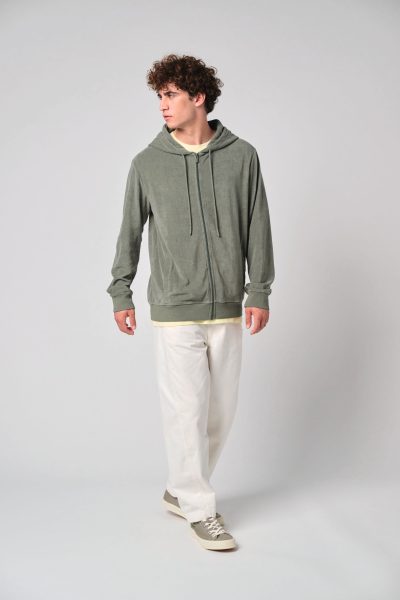 Sweat-shirt écoresponsable en éponge zippé à capuche homme – Image 2