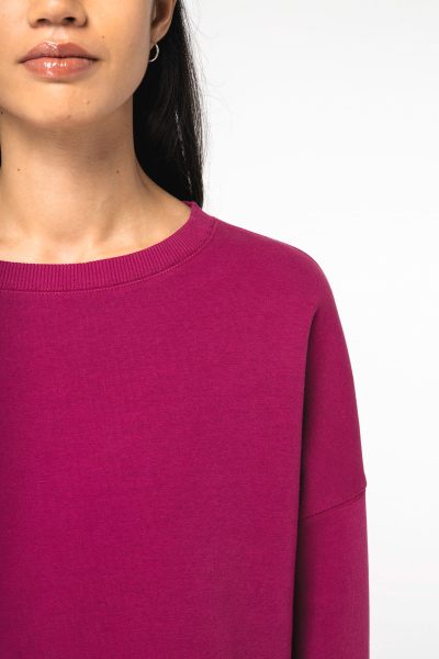 Sweat-shirt écoresponsable à col rond oversize crop femme – Image 6