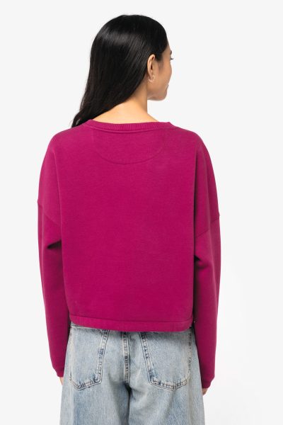 Sweat-shirt écoresponsable à col rond oversize crop femme – Image 4