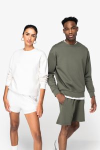 Sweat-shirt écoresponsable à col rond à épaules tombantes molleton gratté unisexe